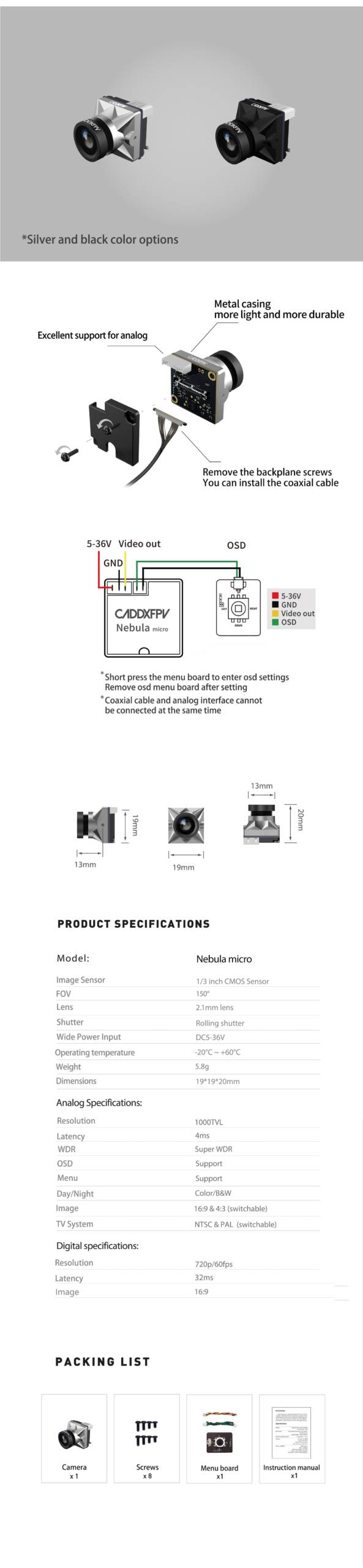 Caddx Nebula Micro Analog and HD FPV Camera 4 - Caddx