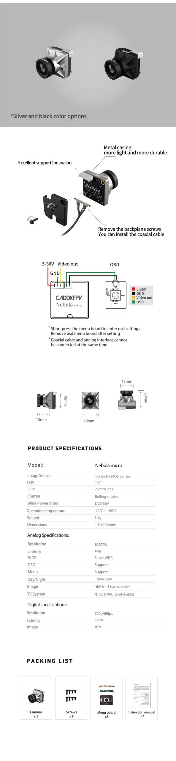 Caddx Nebula Micro Analog and HD FPV Camera 7 - Caddx