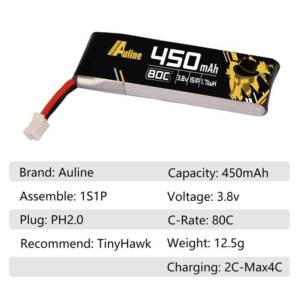 Auline 450mAh HV 3.8v 1S LiPo 80c - PH2.0 (3pcs) 6 - Auline