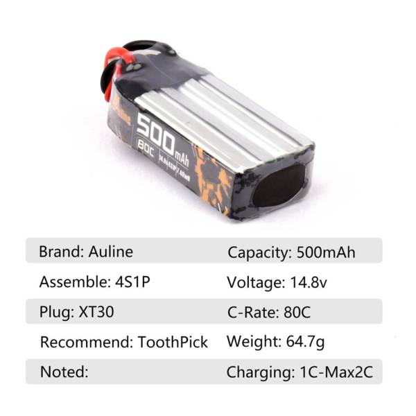 Auline 500mAh 4S 80C Lipo Battery - Image 4