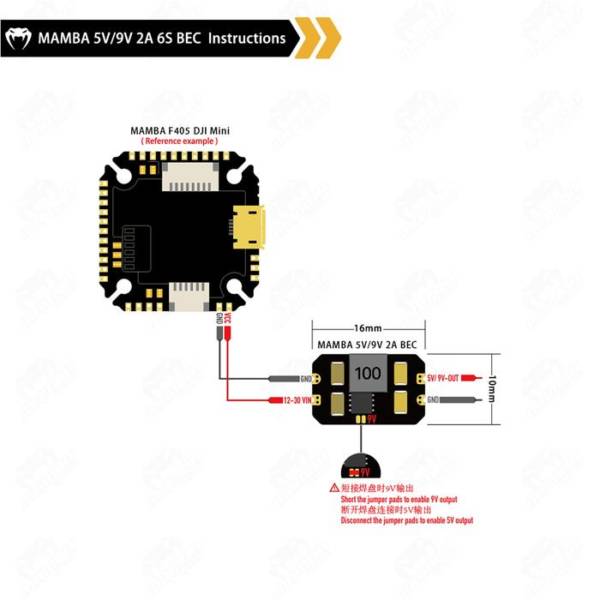 Diatone MAMBA Micro 2A BEC 5V/9V For DJI Air Unit 6 - Diatone