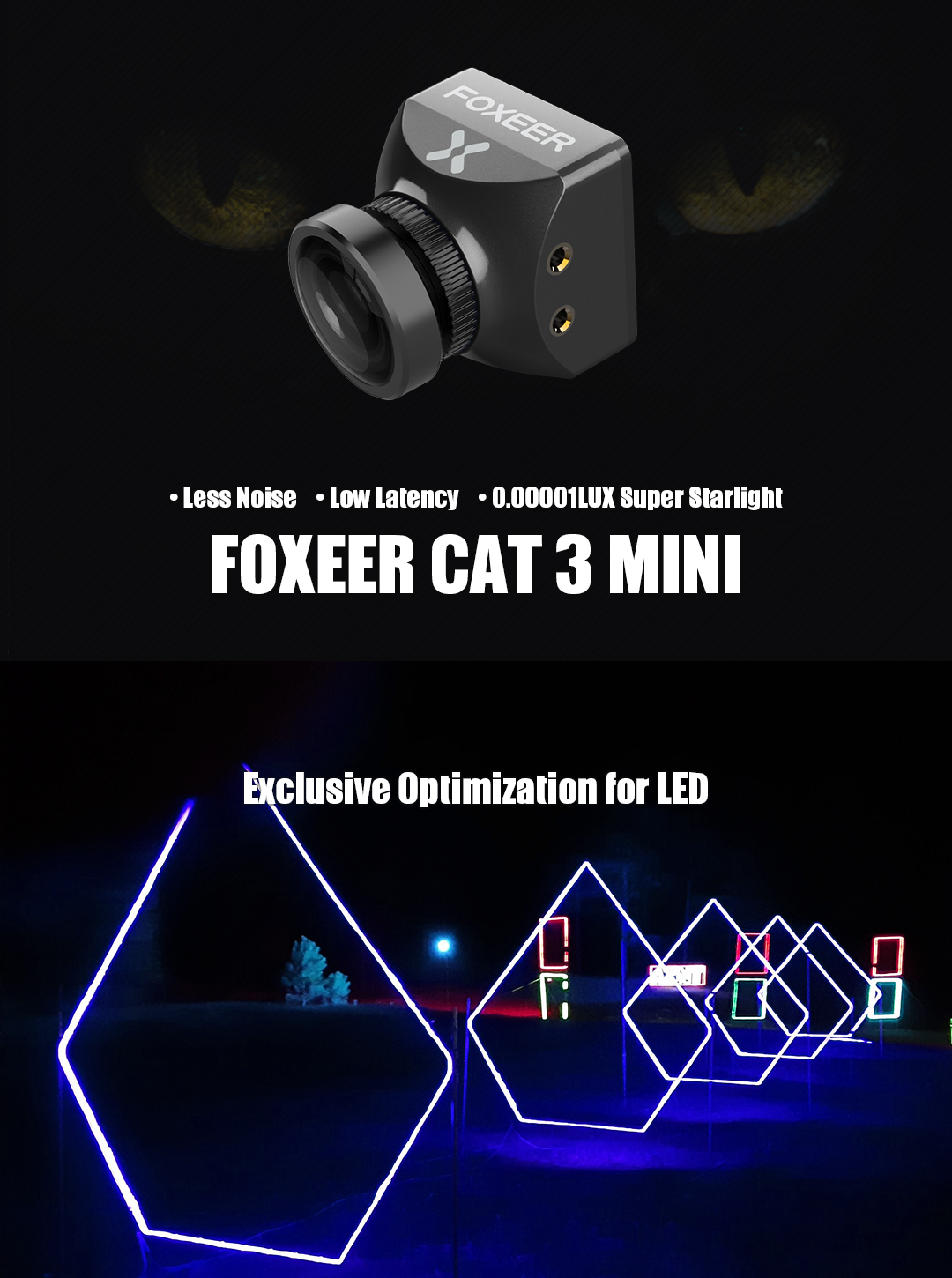 Foxeer Cat 3 Mini 1200TVL StarLight Low Latency FPV Camera - Black 8 -