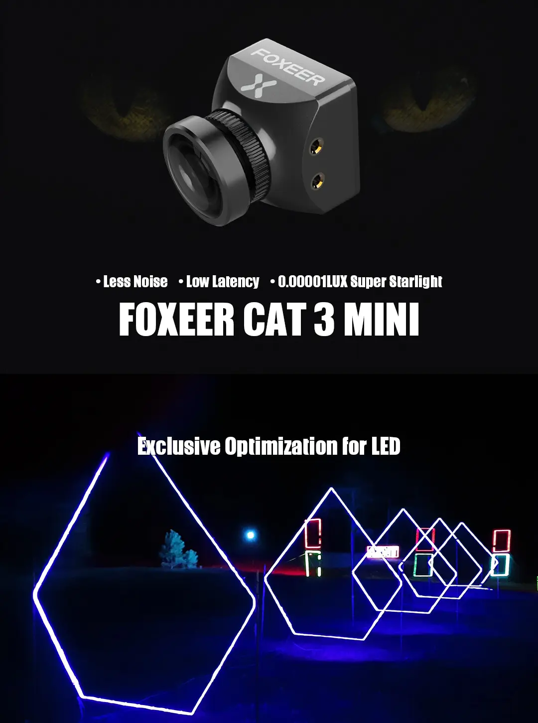 Foxeer Cat 3 Mini 1200TVL StarLight Low Latency FPV Camera - Black 7 Foxeer Cat 3 Mini 1200TVL StarLight Low Latency FPV Camera - Black 2 -