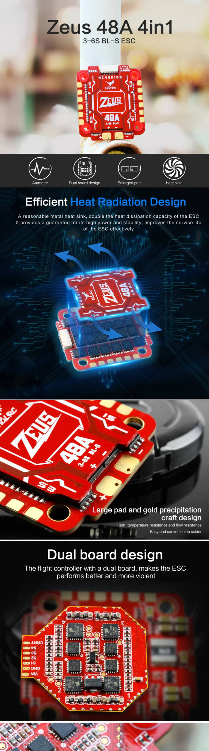 HGLRC Zeus 48A 4in1 ESC 3-6S BL_S with Heat Sink 7 - HGLRC