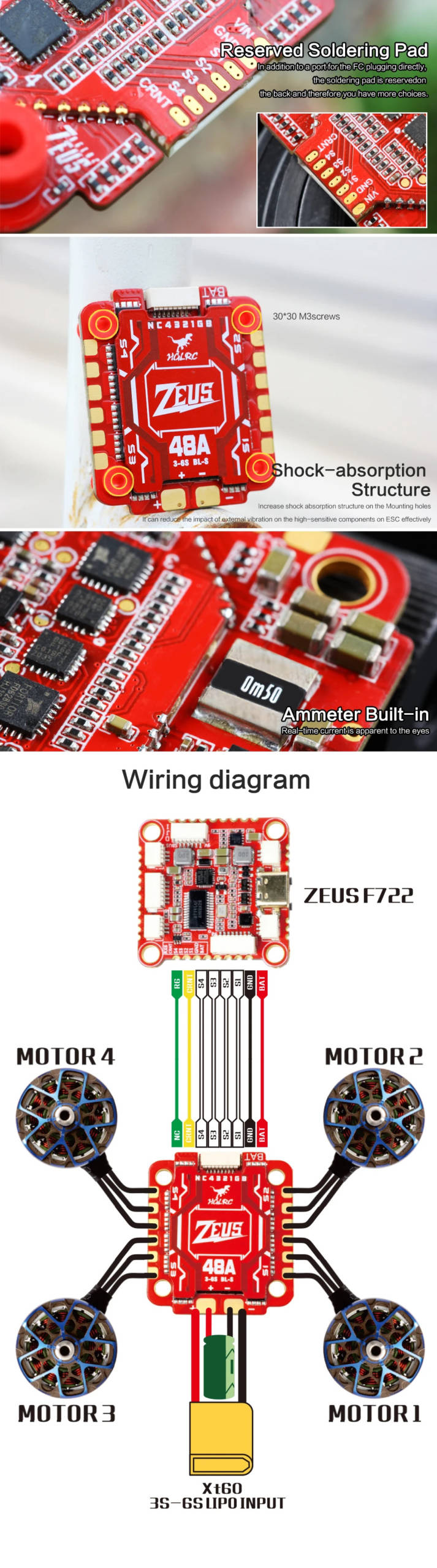 HGLRC Zeus 48A 4in1 ESC 3-6S BL_S with Heat Sink 14 - HGLRC