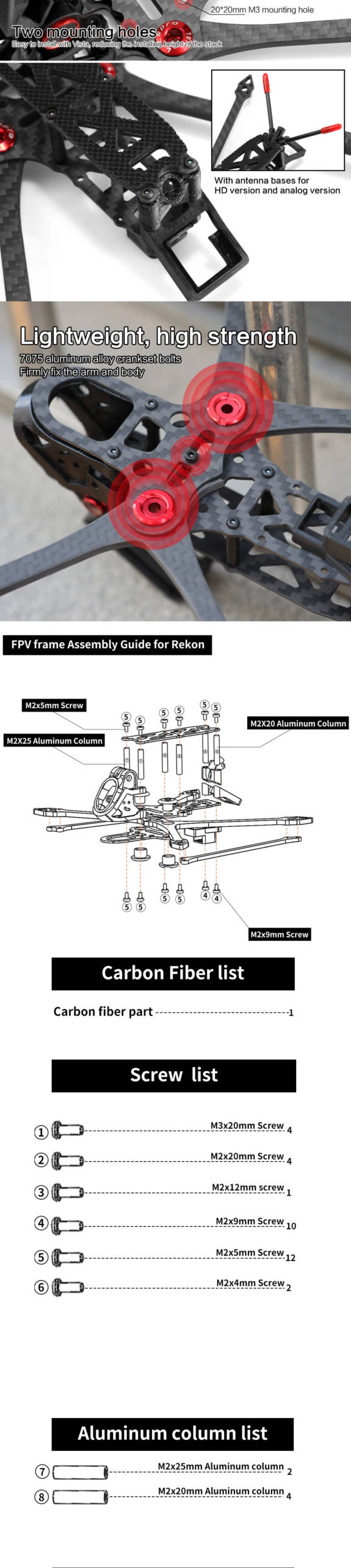 Rekon6 6 inch Mini Long Range Frame Kit 14 - Rekon FPV