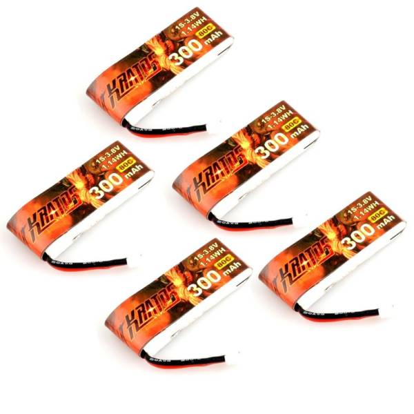 HGLRC KRATOS 1S 300MAH 80C FPV Drone Battery - Tinywhoop LiPo Battery (5 pack)