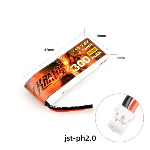HGLRC KRATOS 1S 300MAH 80C FPV Drone Battery - Tinywhoop LiPo Battery (5 pack) 2 - HGLRC