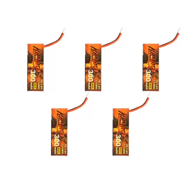 HGLRC KRATOS 1S 300MAH 80C FPV Drone Battery - Tinywhoop LiPo Battery (5 pack) - Image 5