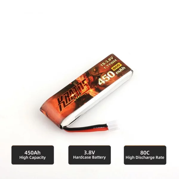 HGLRC KRATOS 1S 450MAH 80C FPV Drone Battery - Tinywhoop LiPo Battery (5 pack) - Image 5