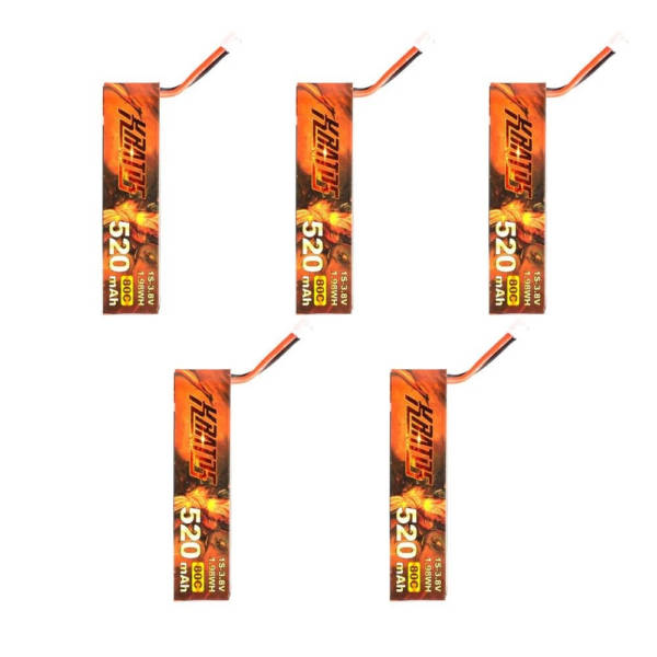 HGLRC KRATOS 1S 520MAH 80C FPV Drone Battery - Tinywhoop LiPo Battery (5 pack) - Image 3
