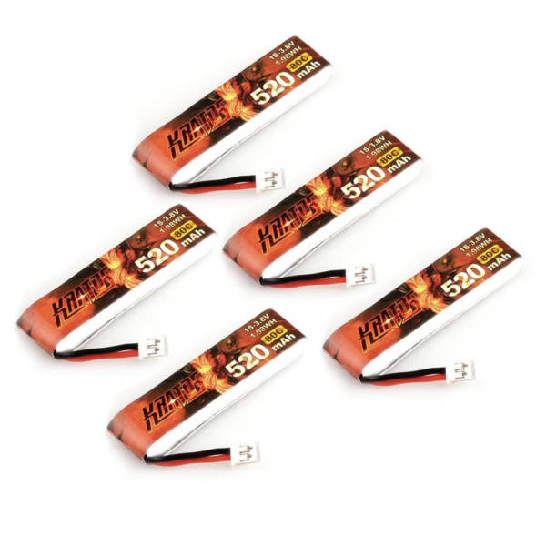 HGLRC KRATOS 1S 520MAH 80C FPV Drone Battery - Tinywhoop LiPo Battery (5 pack)