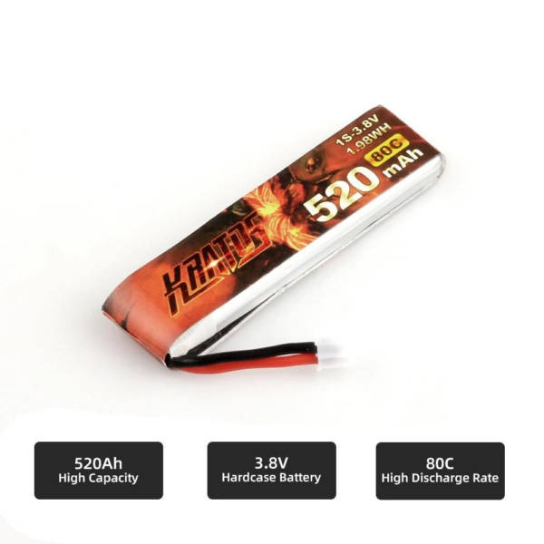 HGLRC KRATOS 1S 520MAH 80C FPV Drone Battery - Tinywhoop LiPo Battery (5 pack) - Image 5