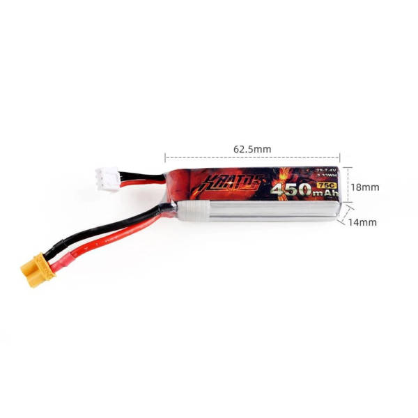 HGLRC KRATOS 2S 450MAH 75C FPV Drone Battery - Tinywhoop LiPo Battery (3 pack) 5 - HGLRC