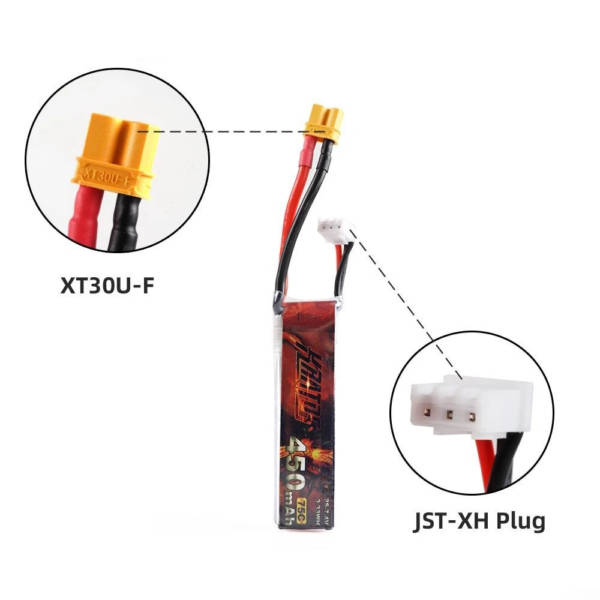 HGLRC KRATOS 2S 450MAH 75C FPV Drone Battery - Tinywhoop LiPo Battery (3 pack) 4 - HGLRC