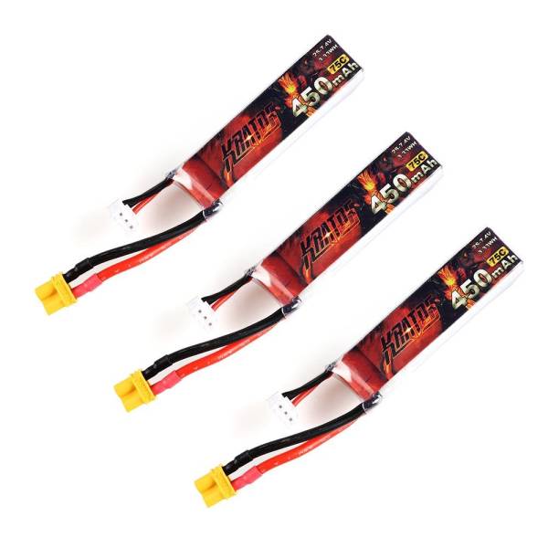 HGLRC KRATOS 2S 450MAH 75C FPV Drone Battery - Tinywhoop LiPo Battery (3 pack) 1 - HGLRC