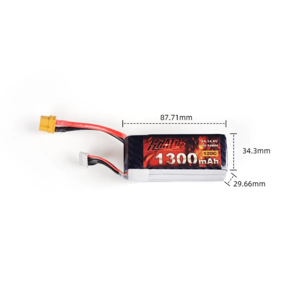 HGLRC KRATOS 4S 1300MAH 120C FPV Drone Lipo Battery - Image 2