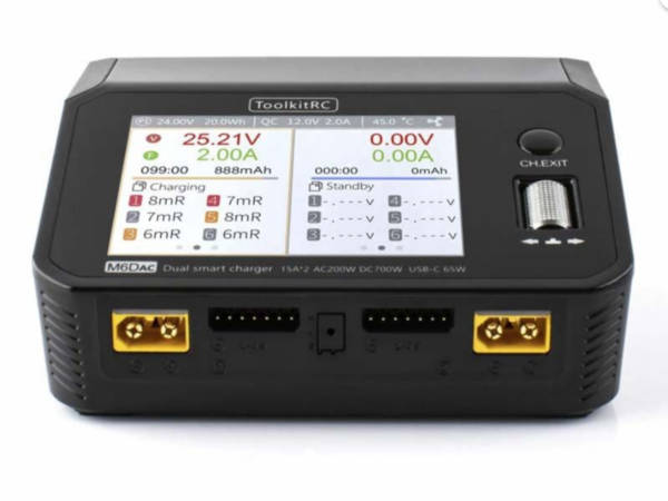 ToolkitRC M6DAC AC 200w, DC 700W, Dual Channel Smart Battery Charger