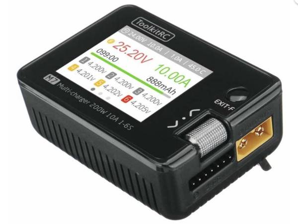 ToolkitRC M7 200W 10A DC Balancing Charger with Servo Checker and Receiver Signal Tester