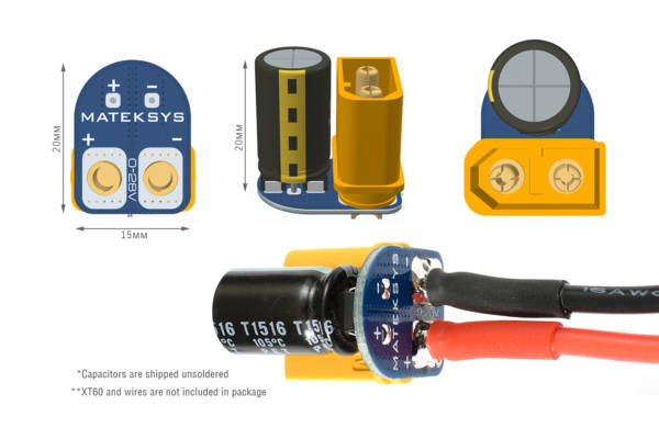 Matek XT60 PCB with Voltage Filter - TVS Diode (5 Pack) 2 - Matek Systems