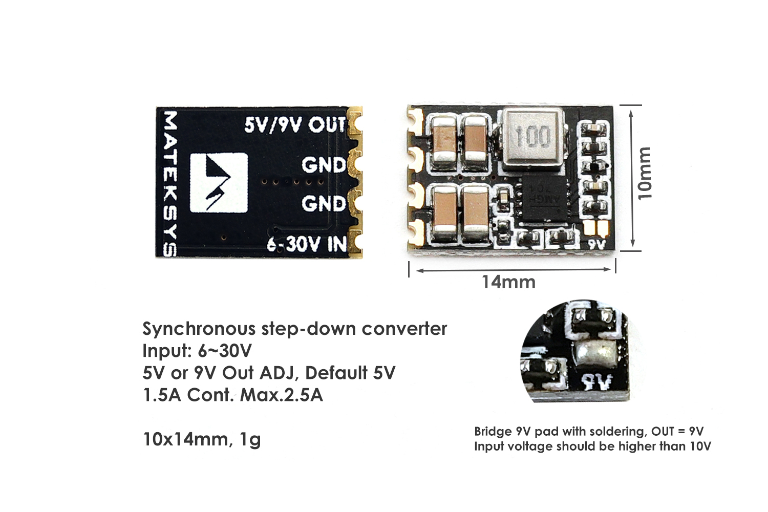 Matek Micro BEC 6-30V to 5V/9V (3 Pack) 4 - Matek Systems