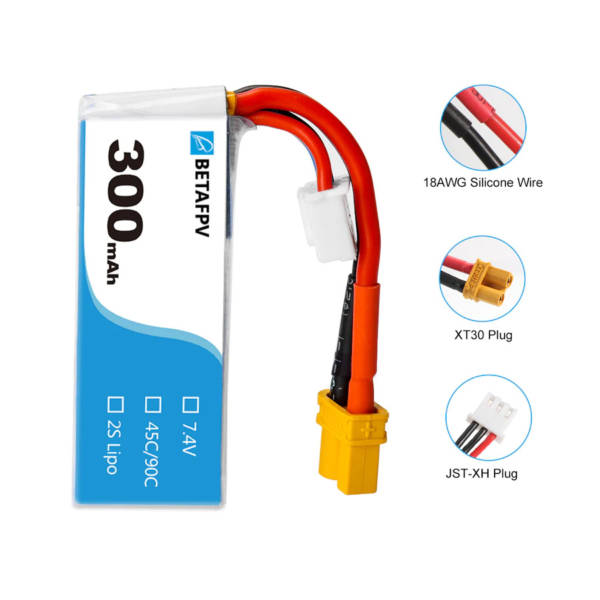 BetaFPV 300mAh 2S 45C Lipo Battery (2PCS) - Image 3