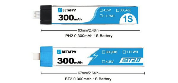 BetaFPV BT2.0 300mAh 1S 30C HV Battery (8pcs) 7 BetaFPV BT2.0 300mAh 1S 30C HV Battery (8pcs) 4 - BetaFPV