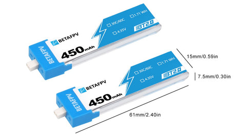 BetaFPV BT2.0 450mAh 1S 30C HV Battery (4pcs) 2 - BetaFPV