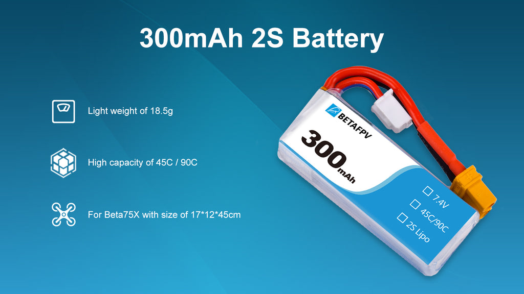 BetaFPV 300mAh 2S 45C Lipo Battery (2PCS) 6 - BetaFPV