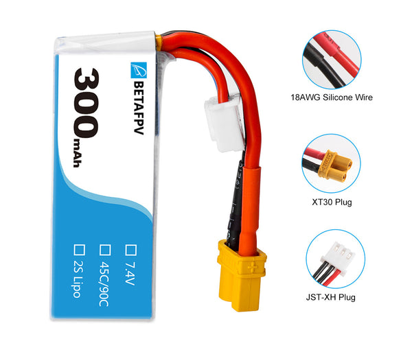 BetaFPV 300mAh 2S 45C Lipo Battery (2PCS) 6 - BetaFPV