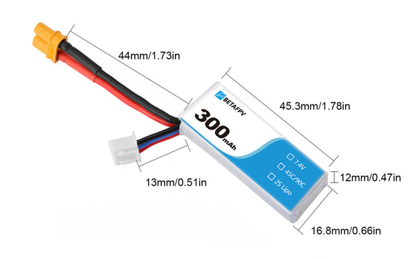 BetaFPV 300mAh 2S 45C Lipo Battery (2PCS) 7 - BetaFPV