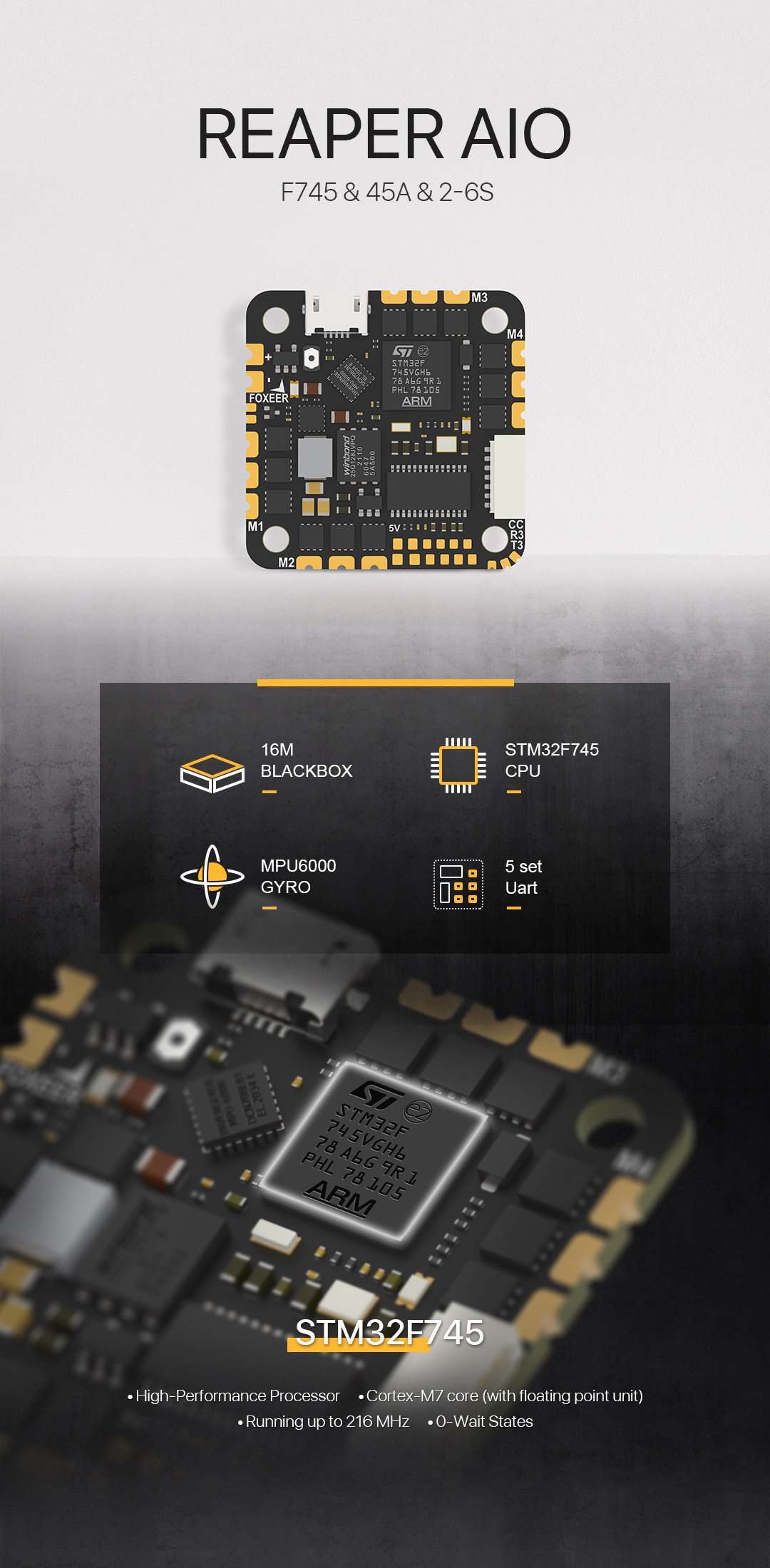 Foxeer Reaper F745 45A BLS 2-6S AIO BetaFlight Inav Flight Controller 9 - Foxeer