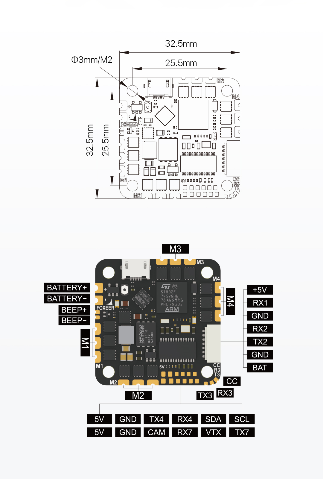 Foxeer Reaper F745 45A BLS 2-6S AIO BetaFlight Inav Flight Controller 7 - Foxeer