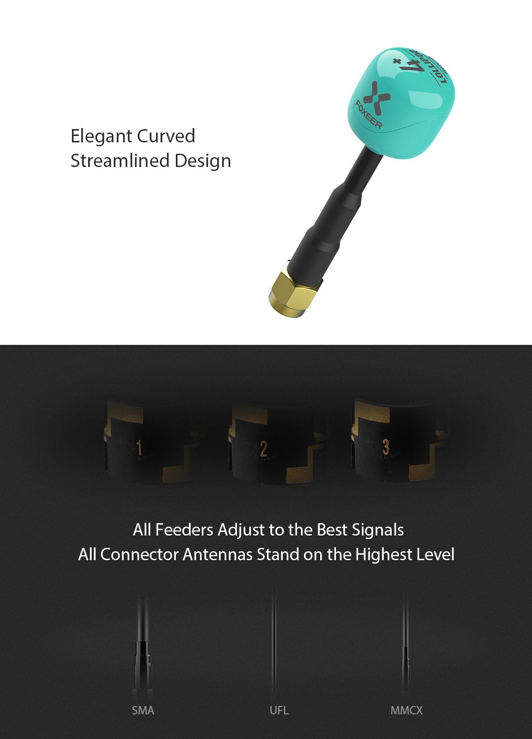 Foxeer Lollipop 4+ Super High Quality 5.8G Antenna 2 Pack (Pick Your Connector) 8 -