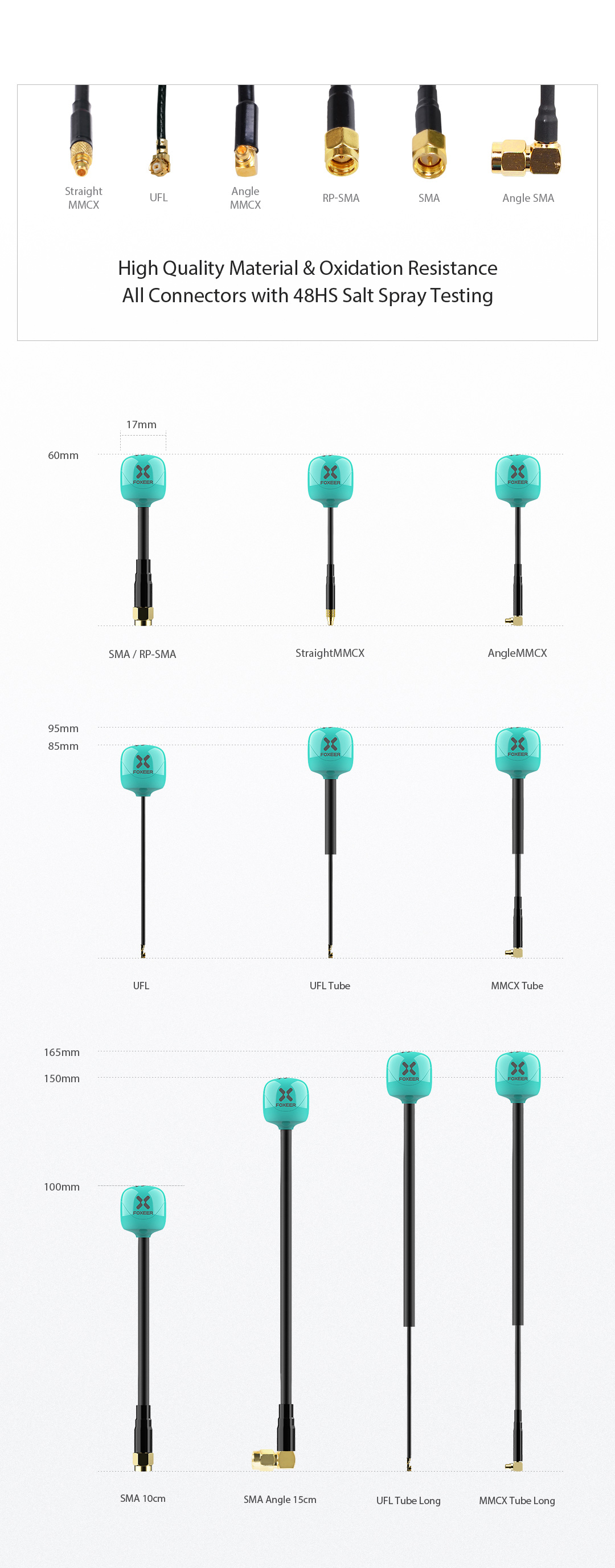 Foxeer Lollipop 4+ Super High Quality 5.8G Antenna 2 Pack (Pick Your Connector) 9 -