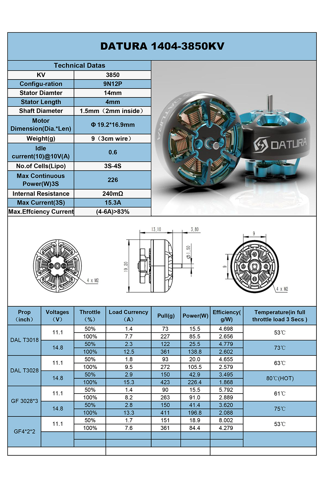 Foxeer Datura 1404 FPV Motor - 3850Kv 9 - Foxeer