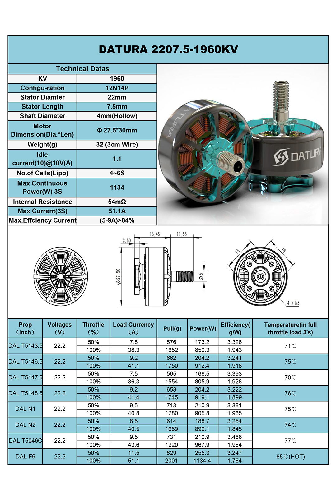 Foxeer Datura 2207.5 6s FPV Motor - 1960Kv 6 - Foxeer