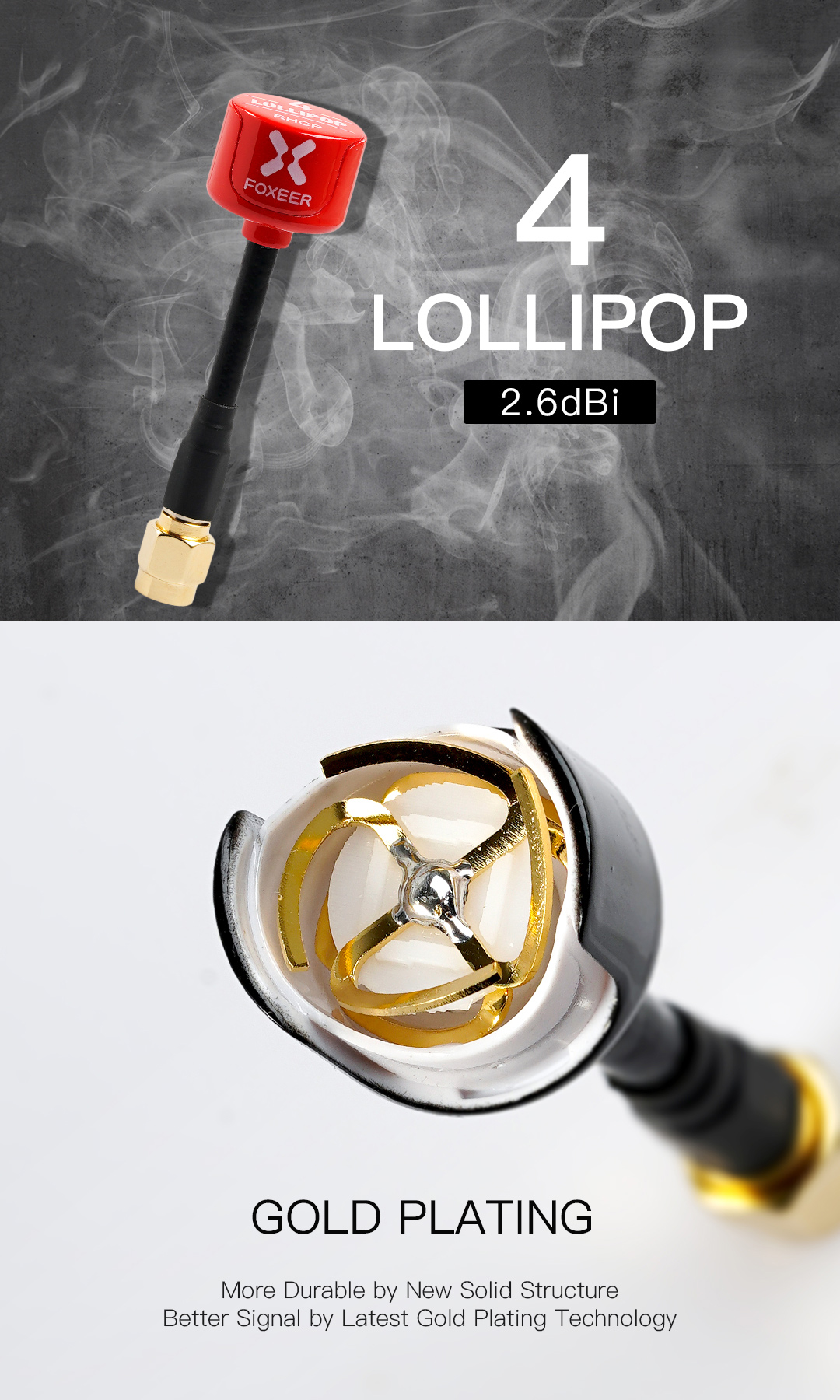Foxeer Lollipop 4 Stubby 5.8G Durable High Gain FPV antenna (2 pack) - SMA 11 - Foxeer