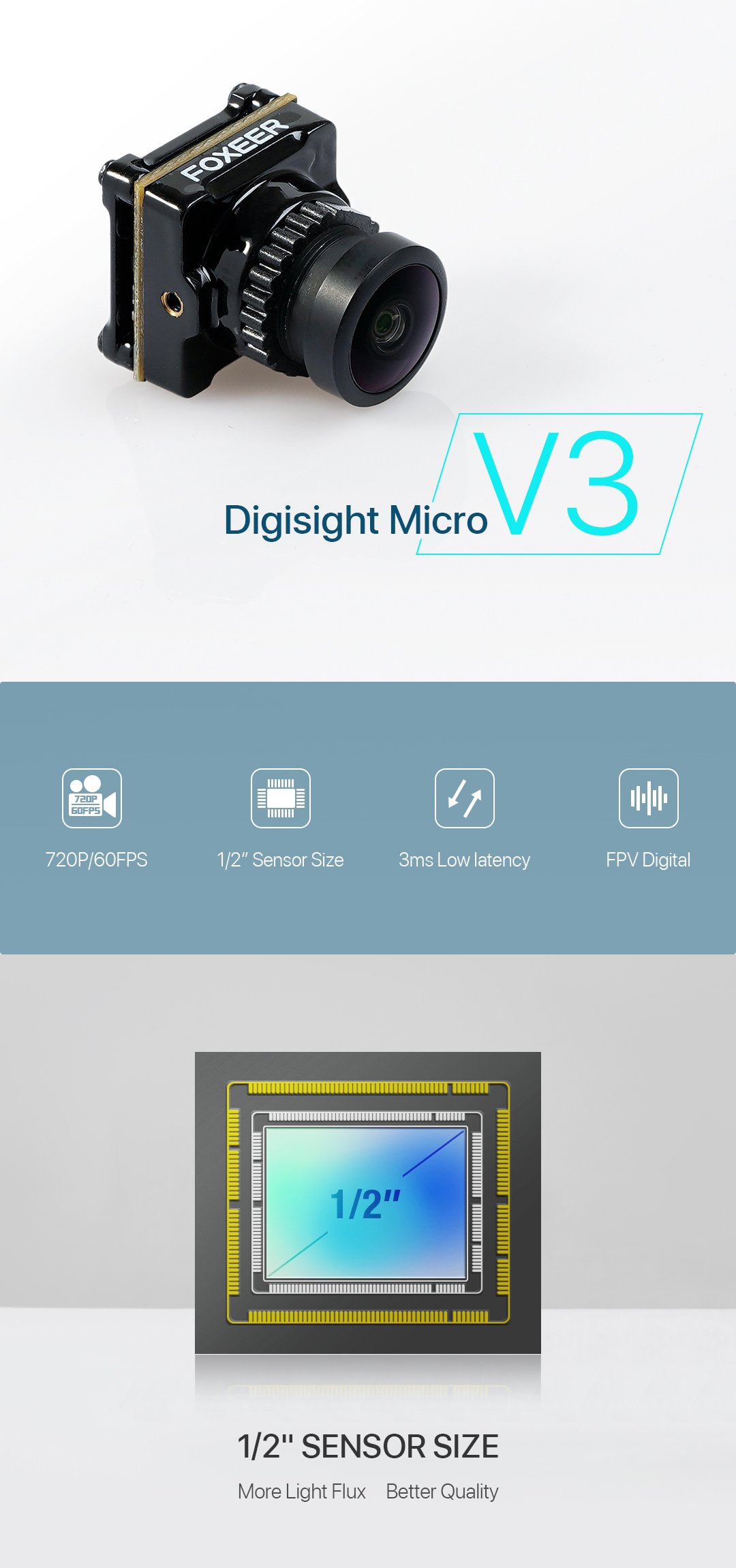 Foxeer Digisight 3 Micro Digital 720P 60fps 3ms Latency Sharkbyte FPV MIPI Camera 9 - Foxeer