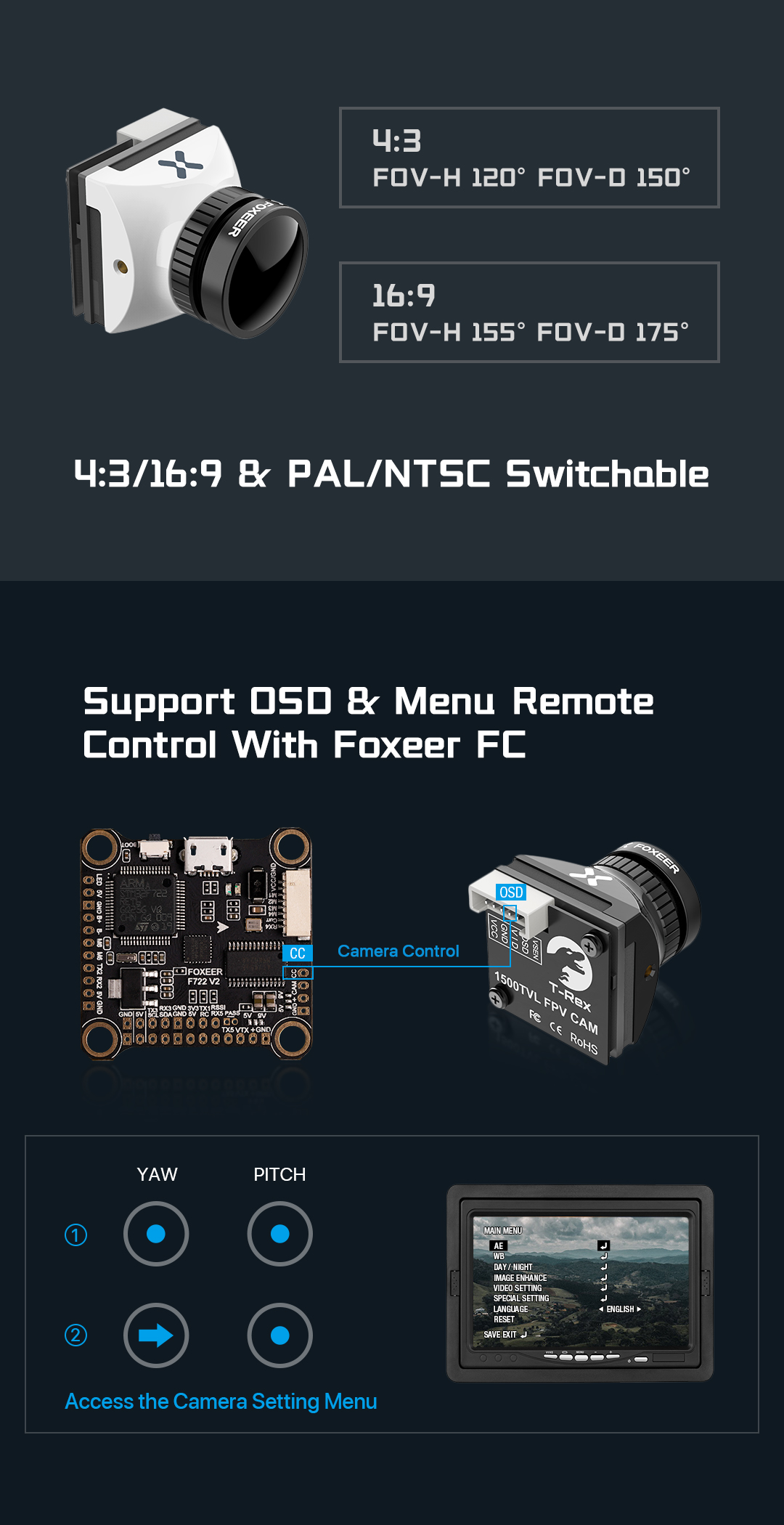 Foxeer T-Rex Micro 1500TVL 6ms Latency Super WDR FPV Camera 5 - Foxeer