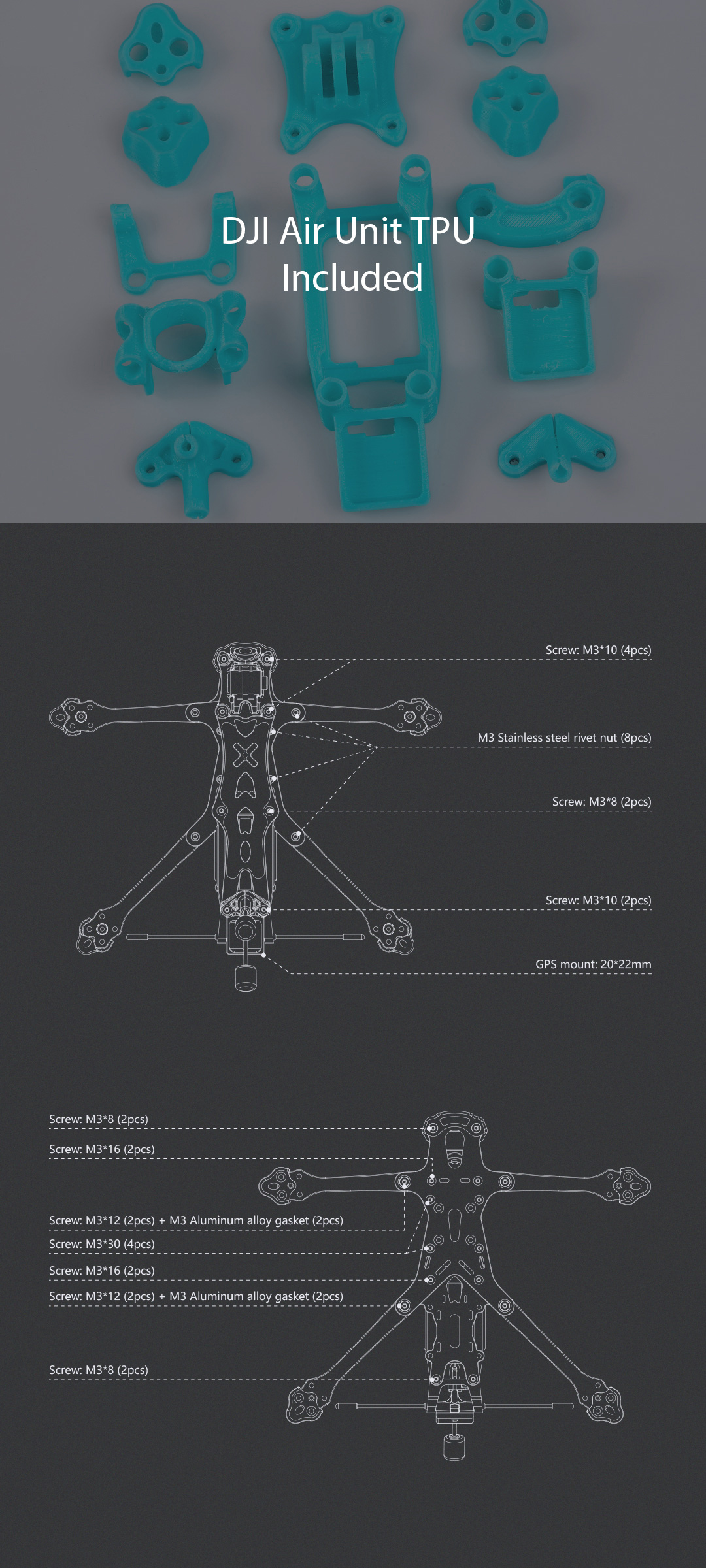 Foxeer Aura Pro 5" DeadCat FPV Universal Frame Analog/Vista/DJI/HDZero 12 - Foxeer