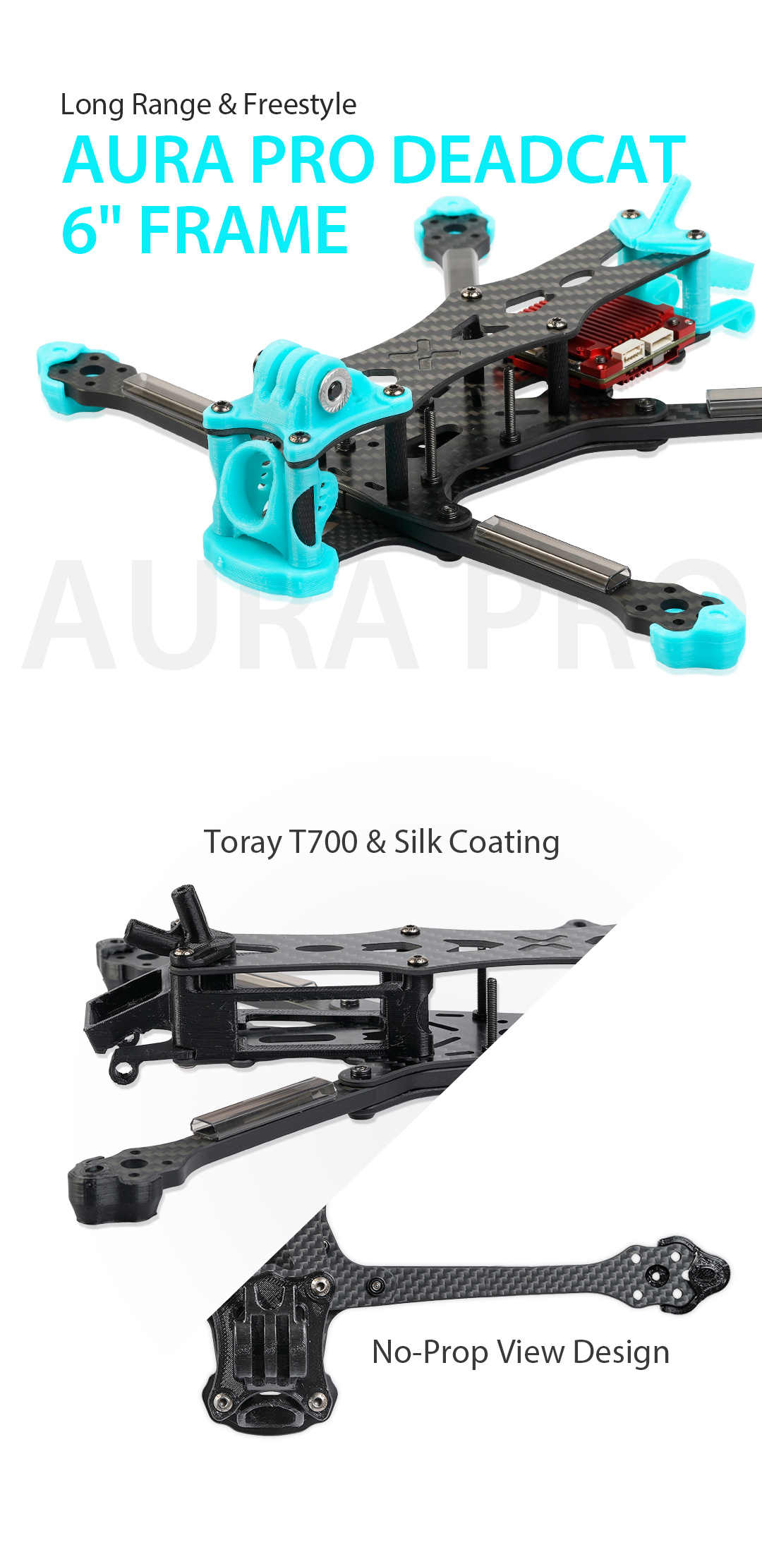 Foxeer Aura Pro 6" DeadCat FPV Universal Frame Analog/Vista/DJI/HDZero 6 - Foxeer