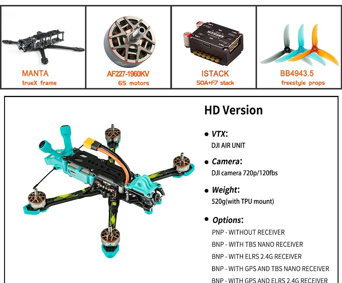 AxisFlying MANTA 5" 6s FPV Freestyle Drone- TrueX 10 - AxisFlying