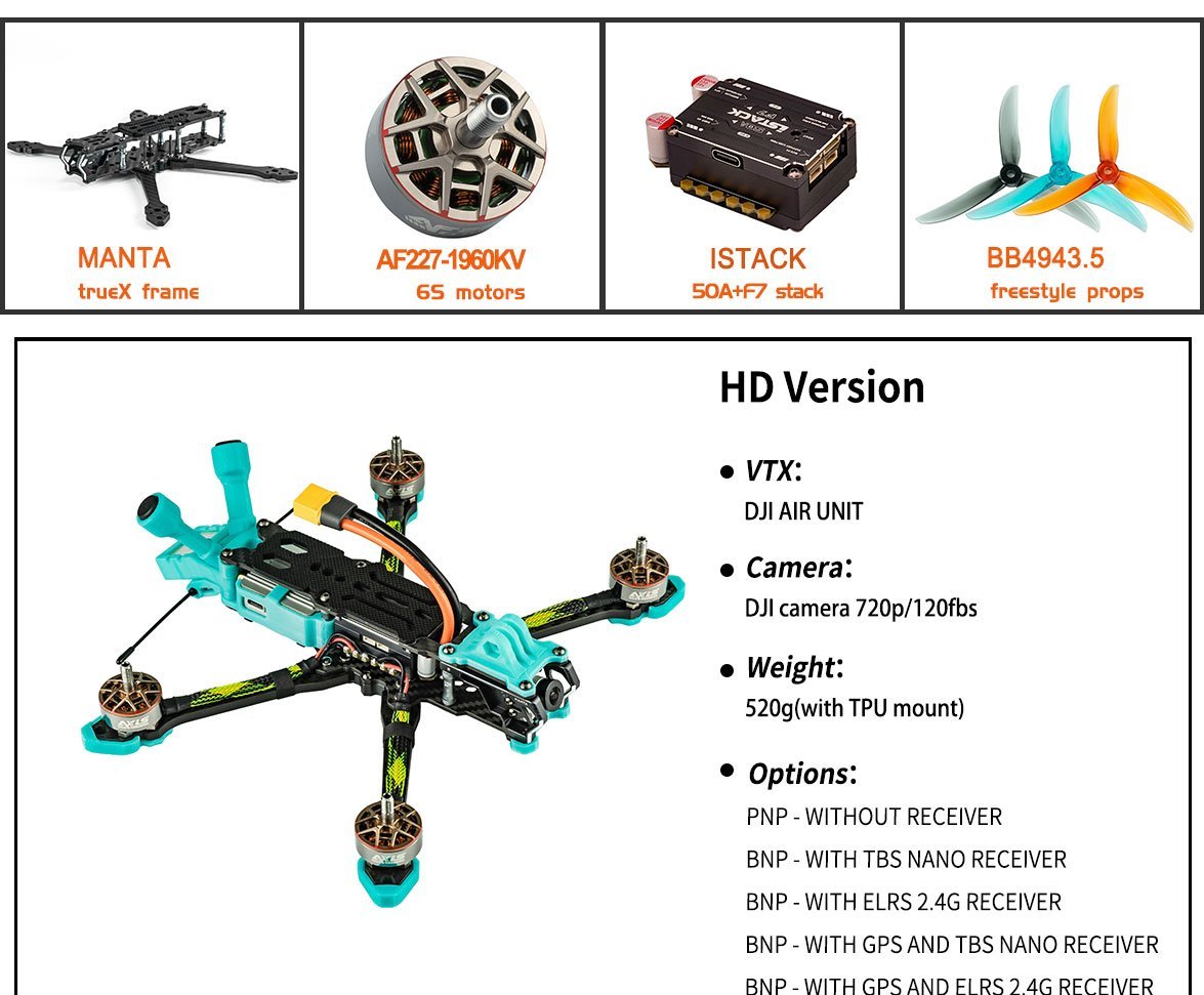 AxisFlying MANTA 5" 6s FPV Freestyle Drone- TrueX 6 - AxisFlying