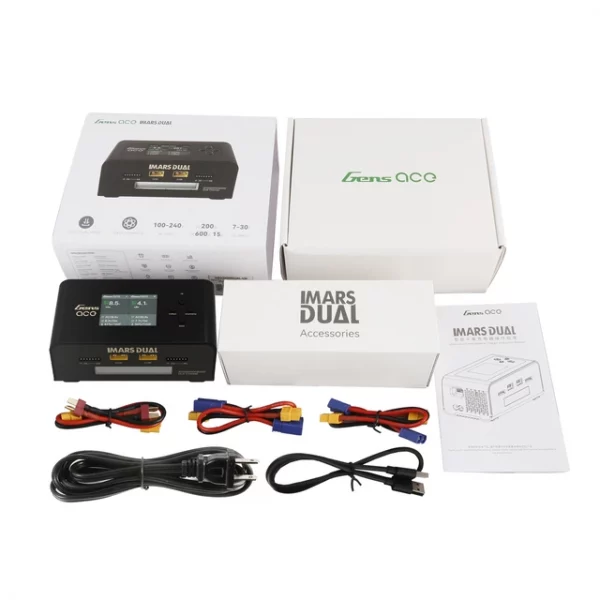 GensAce Imars Dual Channel AC200W/DC300W Balance Charger Black - Image 4