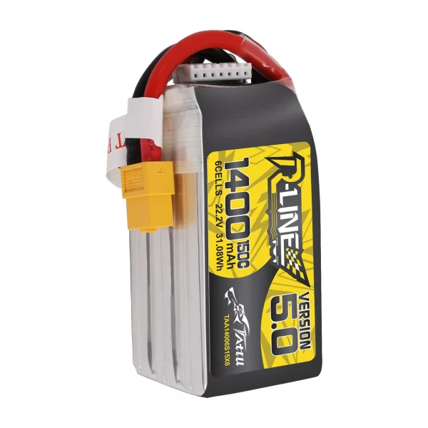 Tattu R-Line Version 5.0 1400mAh 22.2V 150C 6S1P Lipo Battery Pack With XT60 Plug - Image 4