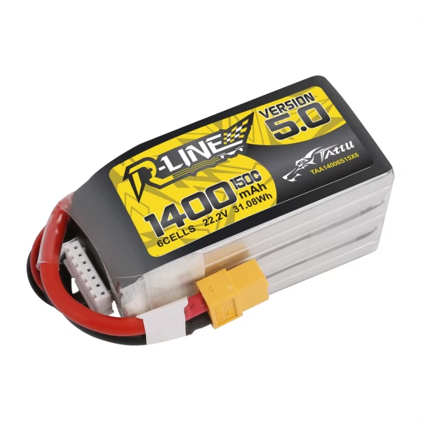 Tattu R-Line Version 5.0 1400mAh 22.2V 150C 6S1P Lipo Battery Pack With XT60 Plug - Image 5