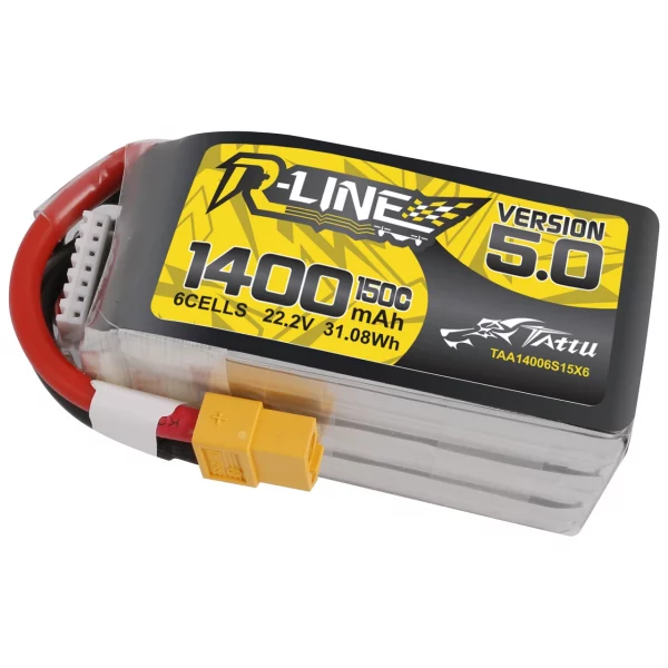 Tattu R-Line Version 5.0 1400mAh 22.2V 150C 6S1P Lipo Battery Pack With XT60 Plug 1