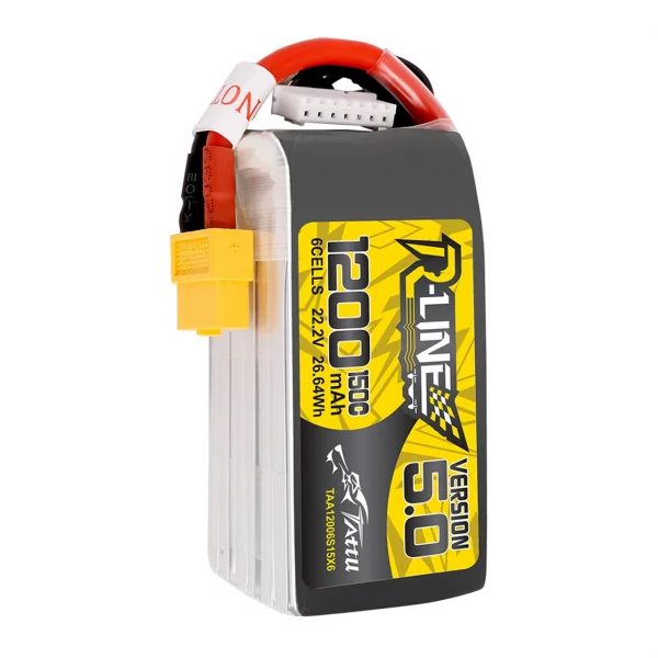 Tattu R-Line Version 5.0 1200mAh 22.2V 150C 6S1P Lipo Battery Pack With XT60 Plug 2