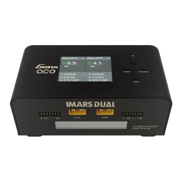 GensAce Imars Dual Channel AC200W/DC300W Balance Charger Black 1 - Gens Ace